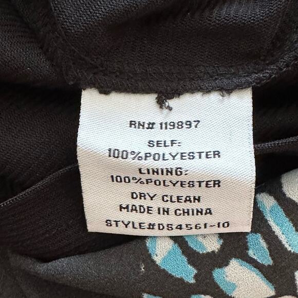 lr Black Floral Short Sleeve Sash Belt Split Neck Sheath Tunic Dress Size Small - Picture 12 of 13